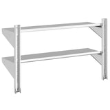 2-Tier Wall Shelf 100x30x60 cm Silver Stainless Steel 30310