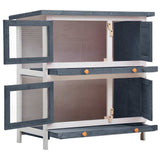 170834 Outdoor Rabbit Hutch 4 Doors Grey Wood