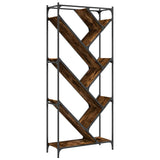 Bookcase Smoked Oak 79x30x180 cm Engineered Wood and Metal 845433