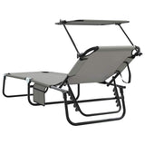 Folding Sun Lounger Folding 2 pcs Grey 190 x 57 x 81 cm Oxford 42003137