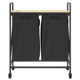 Laundry Basket 2 Compartments with Wheels Sonoma Oak 859096