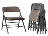 4 Pcs Folding Chairs, Black Patterned Fabric Upholstered Event Chairs, 18.1"18.9"29.9" Padded Seat 72952483