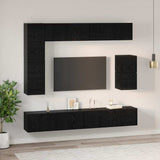 TV Cabinet Set Wall-mounted 8 pcs Black Oak Engineered Wood 3393295