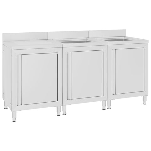 Commercial Kitchen Sink Cabinet 180x60x96 cm Stainless Steel 3058271