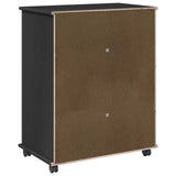 Rolling Cabinet Black 63.5 x 39 x 79 cm Solid Pine Wood 42028363