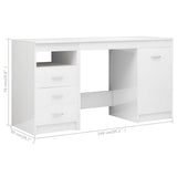 ZNTS Desk High Gloss White 140x50x76 cm Engineered Wood 3054786