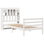 ZNTS Bookcase Bed without Mattress White 90x190 cm Single Solid Wood Pine 3321925