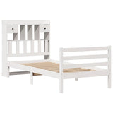 ZNTS Bookcase Bed without Mattress White 90x190 cm Single Solid Wood Pine 3321925