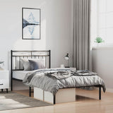 Metal Bed Frame without Mattress with Headboard Black 100x190cm 373685
