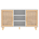 ZNTS Sideboard White 105x30x60 cm Solid Wood Pine and Natural Rattan 345639