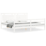 Bed Frame without Mattress White 200x200 cm Solid Wood 3194072