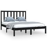 Bed Frame without Mattress Black Solid Wood Pine 140x190 cm 3105144