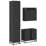 ZNTS 3 Piece Bathroom Furniture Set Black Engineered Wood 3301065