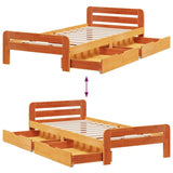 ZNTS Bed frame without Mattress Wax Brown 90x200 cm Solid Wood Pine 3309049