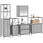 Bathroom Furniture Set with Shelf 5 pcs Grey 76.5 x 35 x 95 cm 3328372