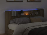 Storage Headboard with LED Sonoma Oak Engineered Wood 3418676