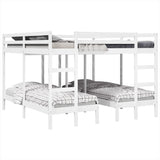 Triple Bunk Bed Frame White 200x200/80x200 cm Solid Wood Pine 3308584