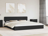 Storage Bed with Headboard Black 200 x 200 cm Engineered Wood 3412242