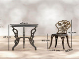 Outsunny Outdoor Bistro Set Vintage Rose Design Patio Furniture Set with Round Table and 2 Chairs T3398P555011