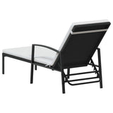 Sun Loungers 2 pcs with Table Poly Rattan Black 317643