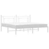 Metal Bed Frame without Mattress with Headboard White 193x203cm 374394