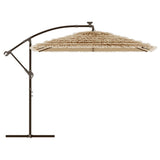 Garden Parasol with LEDs and Steel Pole Brown 246x246x230 cm 4005086