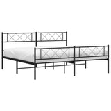 Metal Bed Frame without Mattress with Footboard Black 180x200cm 372299