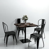 ZNTS Bistro Table MDF and Steel Square 80x80x75 cm Dark Ash 245611
