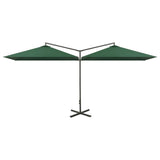 Double Garden Parasol with Steel Pole Green 600x300 cm 312554