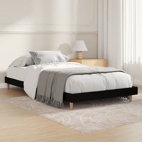 ZNTS Bed Frame without Mattress Black 100x200 cm Engineered Wood 832054