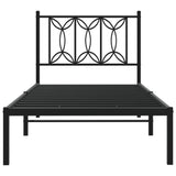 Metal Bed Frame without Mattress with Headboard Black 90x200cm 376121