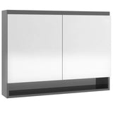 Bathroom Mirror Cabinet 80x15x60 cm MDF Shining Grey 331533