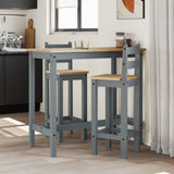 Bar Chairs 2 pcs Grey Solid Wood Pine 4005694