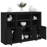 Sideboards with LED Lights 3 pcs Black Engineered Wood 3209108