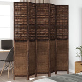 Room Divider 5 Panels Dark Brown Solid Wood Paulownia 358712