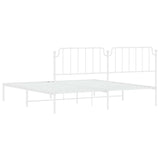 Metal Bed Frame without Mattress with Headboard White 193x203cm 373942
