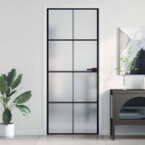 Interior Door Slim Black 83x201.5 cm Tempered Glass and Aluminium 155127