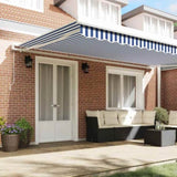 Retractable Awning Blue and White 500 x 300 cm Fabric and Metal 3331193
