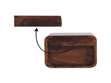 Solid Wood Extra Mini Wall Mounted Curved Chestnut Bedside, 1 Drawer and Open Slot, Dark Brown B2743P403036