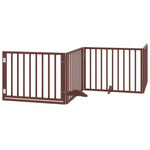 Dog Gate with Door Foldable 6 Panels Brown 480 cm Poplar Wood 3155577