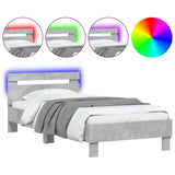 Bed Frame without Mattress with LED Lights Concrete Grey 90x200 cm 838718