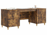 Desk with Shelf Smoked Oak 142.5 x 50 x 75 cm Engineered Wood 3414581