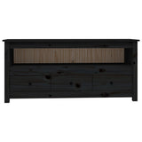 TV Cabinet Black 114x35x52 cm Solid Wood Pine 821506