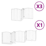 Dog Gate with Door Foldable 15 Panels White 750 cm Poplar Wood 3155593