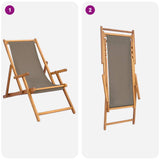 Beach Chair Taupe Solid Teak Wood 42032665