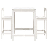 3 Piece Garden Bar Set White Solid Wood Pine 3154736