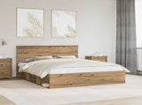 Bed Frame Artisian Oak 160 x 200 cm Solid Pine Wood 3410991