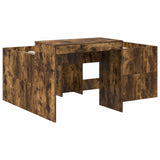 Kids'High Bed Frame with Desk Smoked Oak Engineered Wood 3422671
