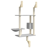 Wall-mounted Cat Tree with Scratching Post Light Grey 153 cm 172405