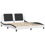 Bed Frame without Mattress "Zadar" White and Black 180x200 cm Super King Faux Leather 3208204